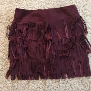 W by worth plum suede fringe mini size 12